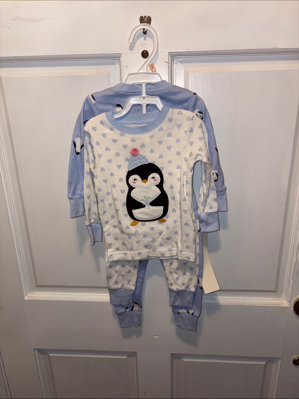 Carter's Penguin Heart Two-Piece Pajama Set - Light Blue & White